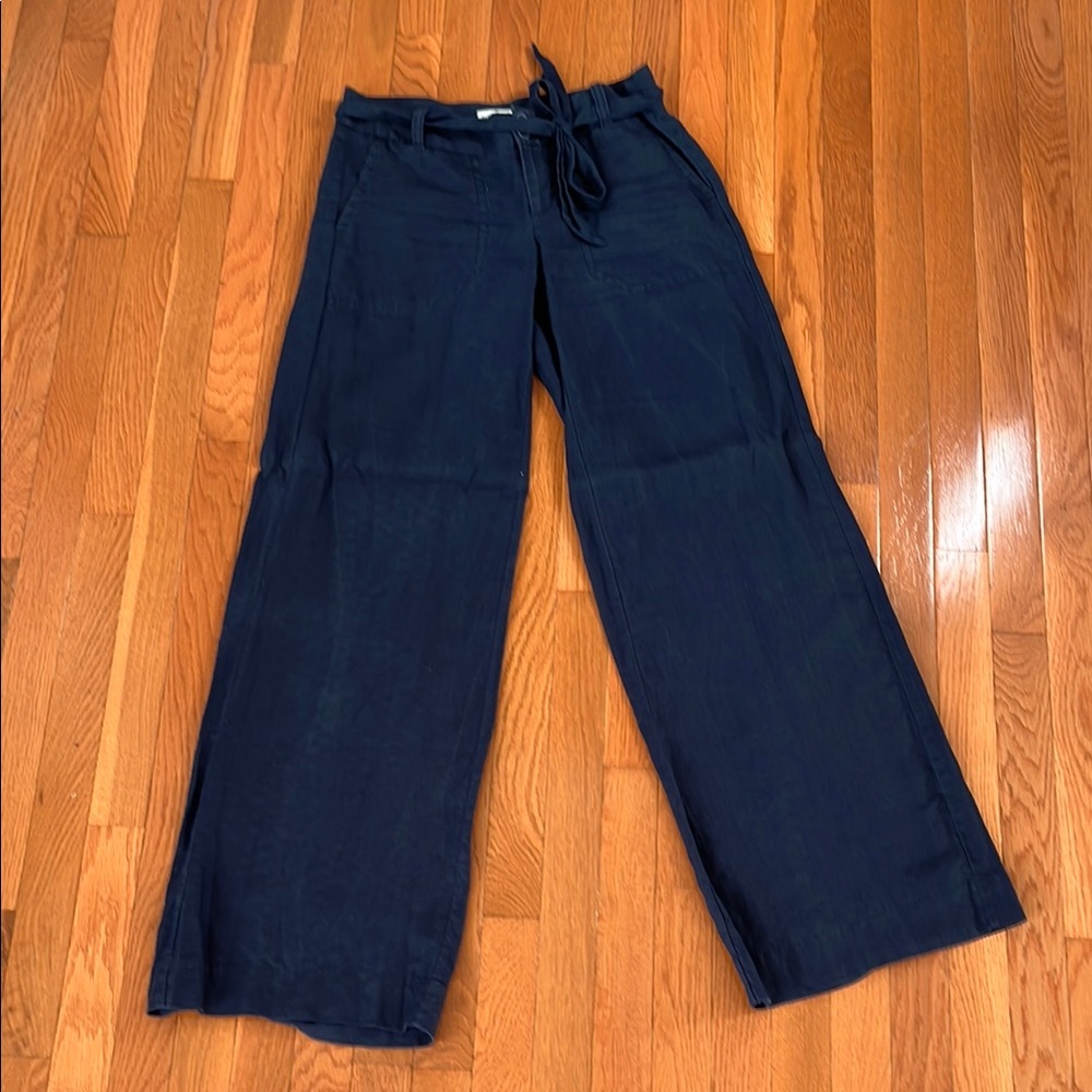 Banana Republic Navy Linen Wide Leg Pants